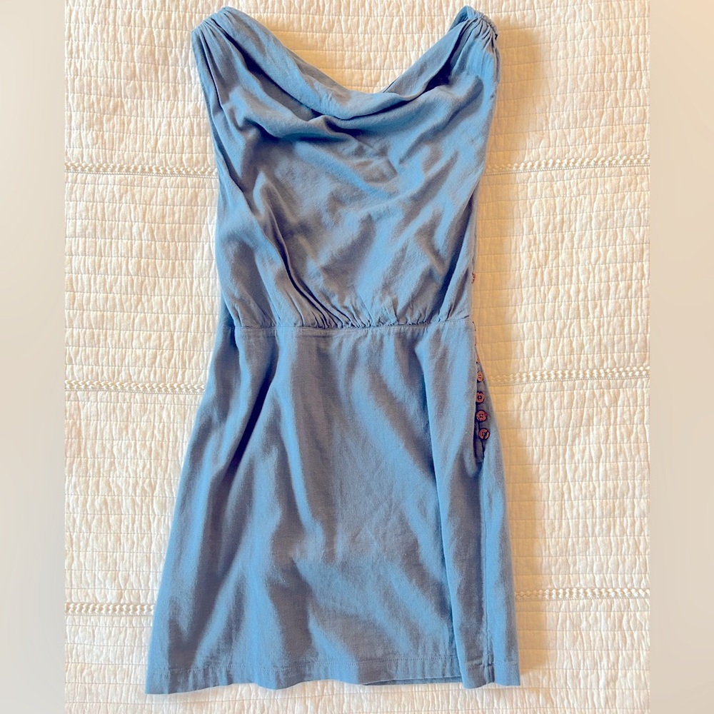 Free People Dusty Blue Backless Cowl Neck Dress